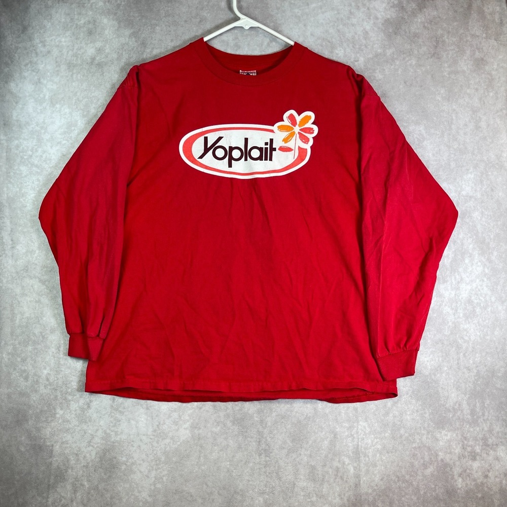 VINTAGE Yoplait Race for the Cure Shirt Adult Large Red Graphic Tee Long Sleeve